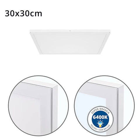 Painel de superfície VOLTAIRE 30x30 24W LED 1920lm 6400K 120° C.30xL.30xAlt.2,3cm
