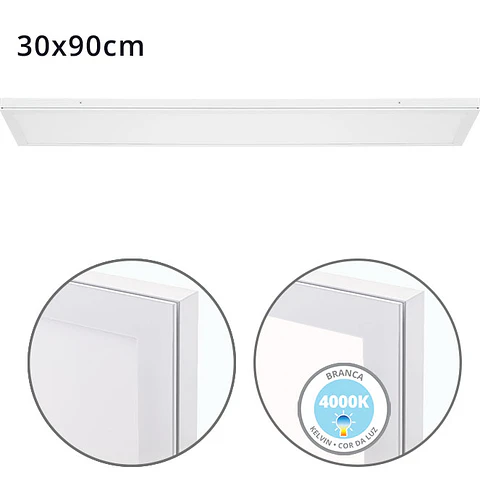 Painel de superfície VOLTAIRE 30x90 72W LED 5760lm 4000K 120° C.90xL.30xAlt.2,3cm