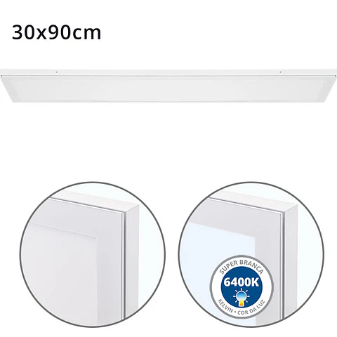 Painel de superfície VOLTAIRE 30x90 72W LED 5760lm 6400K 120° C.90xL.30xAlt.2,3cm