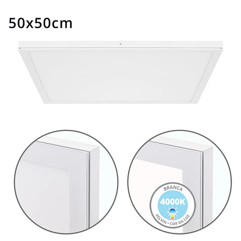 Painel de superfície VOLTAIRE 50x50 48W LED 3840lm 4000K 120° C.50xL.50xAlt.2,3cm branco