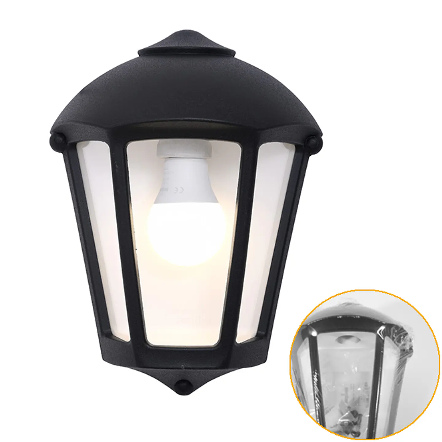 Aplique FABIO 1xE27 IP55 C.21xL.11,5xAlt.29cm resina preta 1