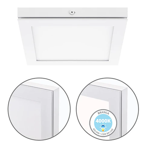 Painel de superfície TOLSTOI 17x17 12W LED 720lm 4000K 120° C.17xL.17xAlt.2,3cm