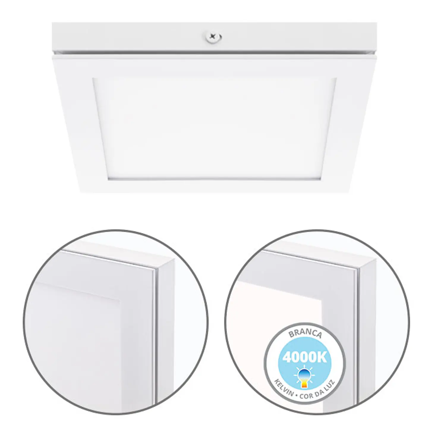 Painel de superfície TOLSTOI 17x17 12W LED 720lm 4000K 120° C.17xL.17xAlt.2,3cm 1