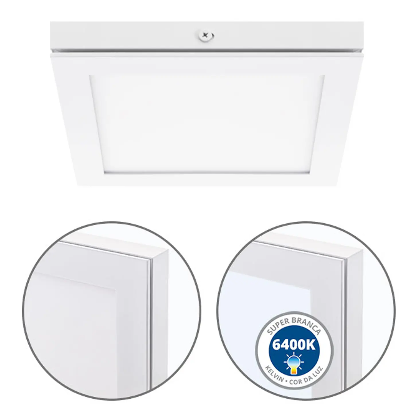 Painel de superfície TOLSTOI 17x17 12W LED 720lm 6400K 120° C.17xL.17xAlt.2,3cm 1
