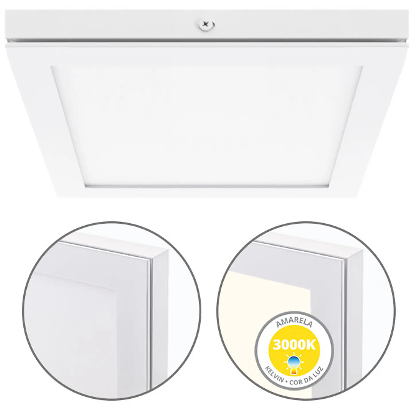 Painel de superfície TOLSTOI 22,5x22,5 18W LED 1080lm 3000K 120° C.22,5xL.22,5xAlt.2,3cm 1