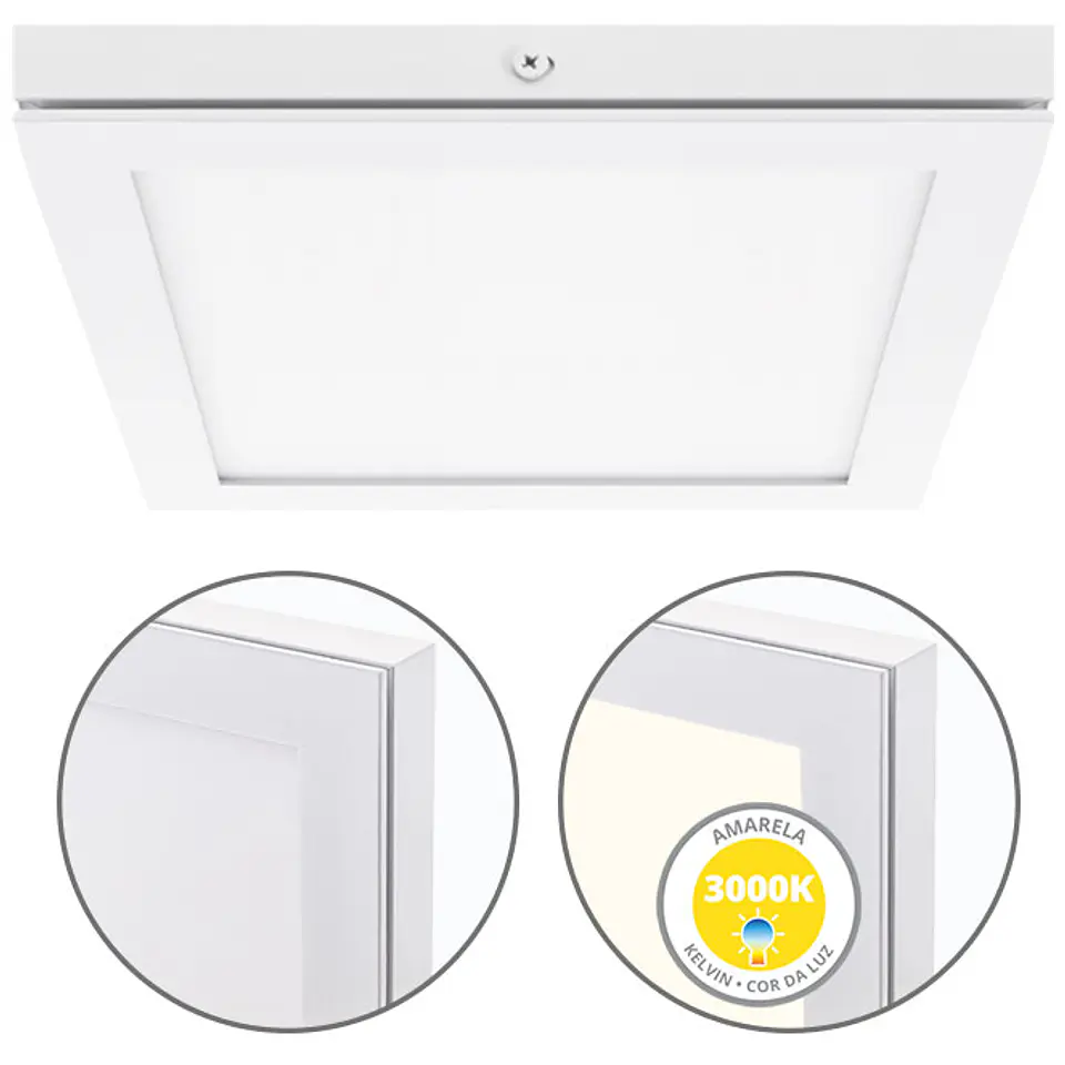 Painel de superfície TOLSTOI 22,5x22,5 18W LED 1080lm 3000K 120° C.22,5xL.22,5xAlt.2,3cm 1