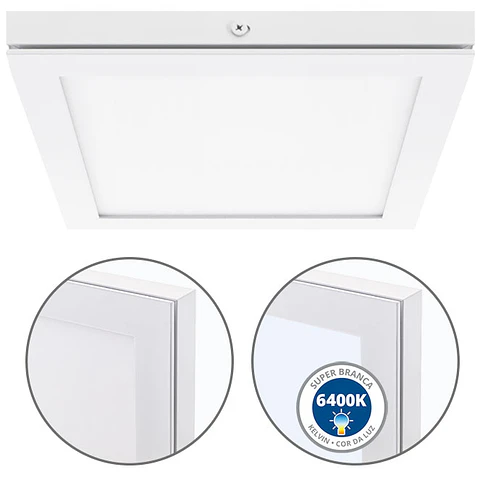 Painel de superfície TOLSTOI 22,5x22,5 18W LED 1080lm 6400K 120° C.22,5xL.22,5xAlt.2,3cm