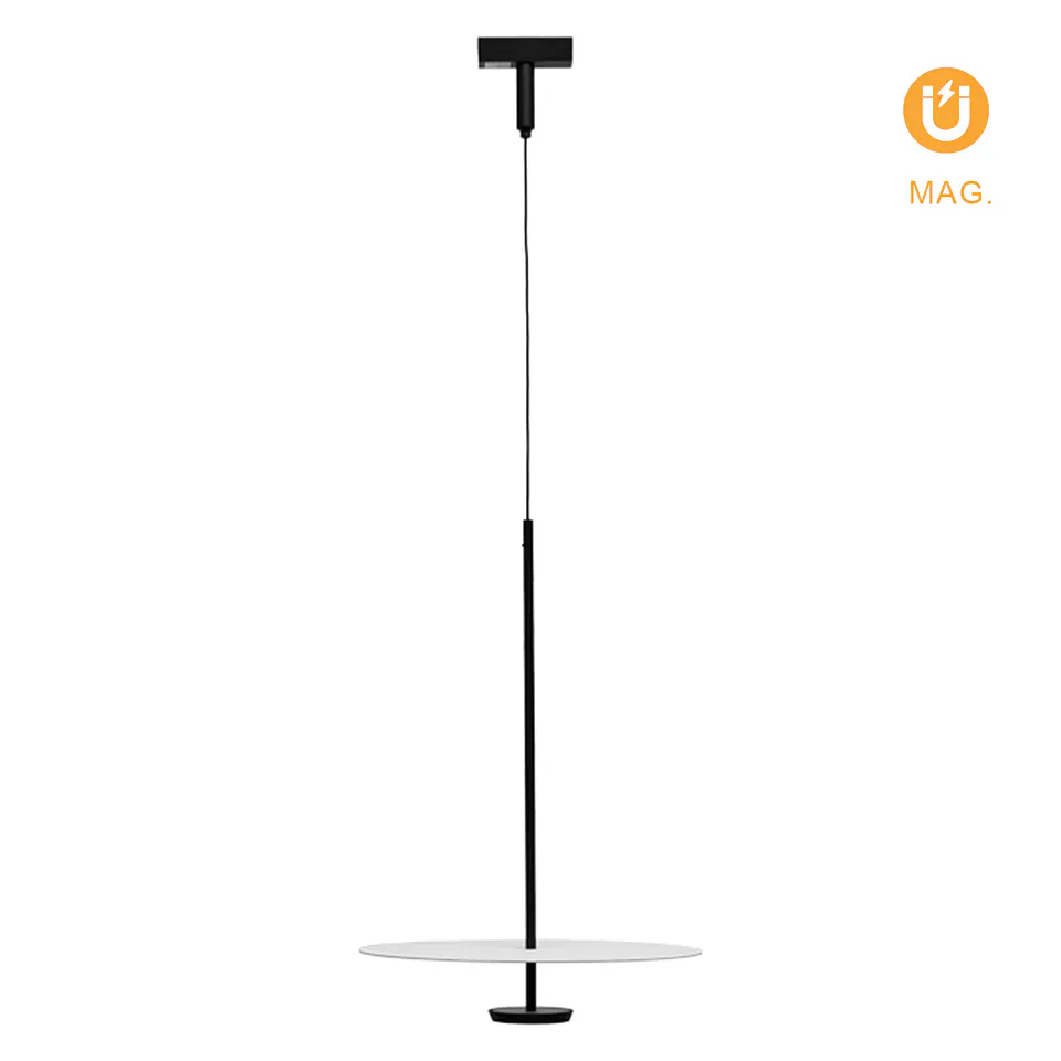 Suspensão para calha magnética PIQUET (2 condutores) 14W LED 1100lm 3000K 150° Alt.200xD.40cm preto 1
