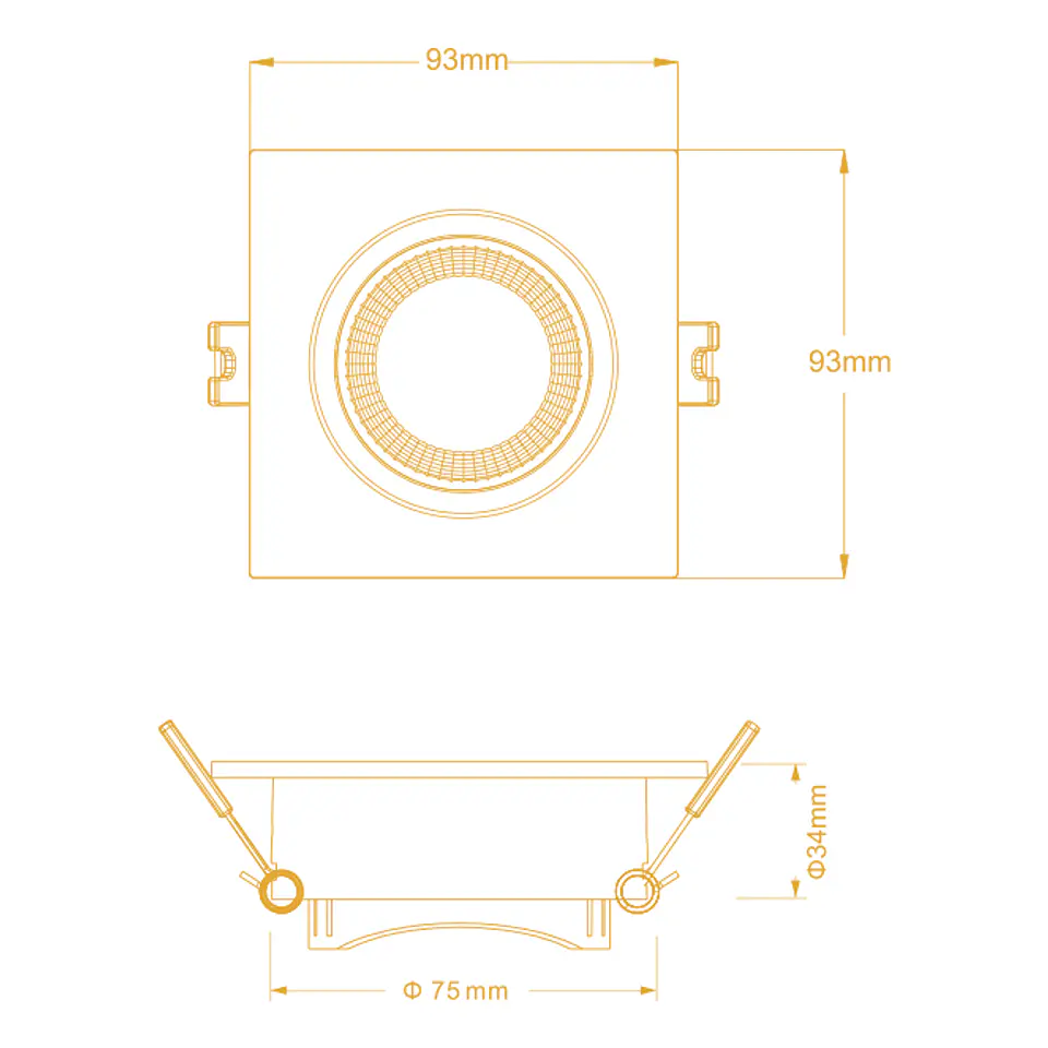 Aro de encastrar ONIRO quadrado C.9,3xL.9,3xAlt.3,4cm policarbonato (PC) branco 3