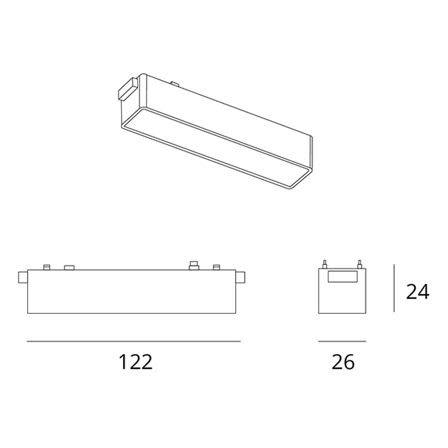 Barra para calha magnética PIQUET (2 condutores) 6W LED 330lm 3000K 150° C.12,2xL.2,6xAlt2,4cm preto 3