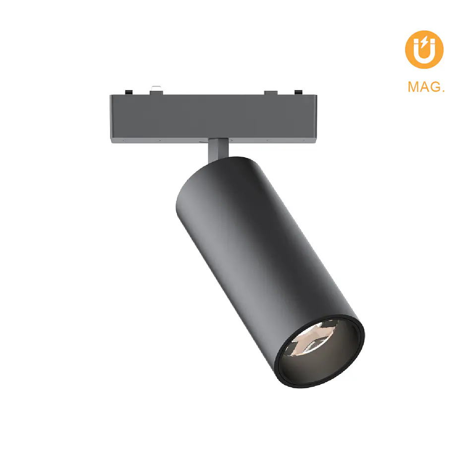 Foco para calha magnética PIQUET (2 condutores) 18W LED 1500lm 3000K 24° Alt.18,5xD.5,5cm preto 1
