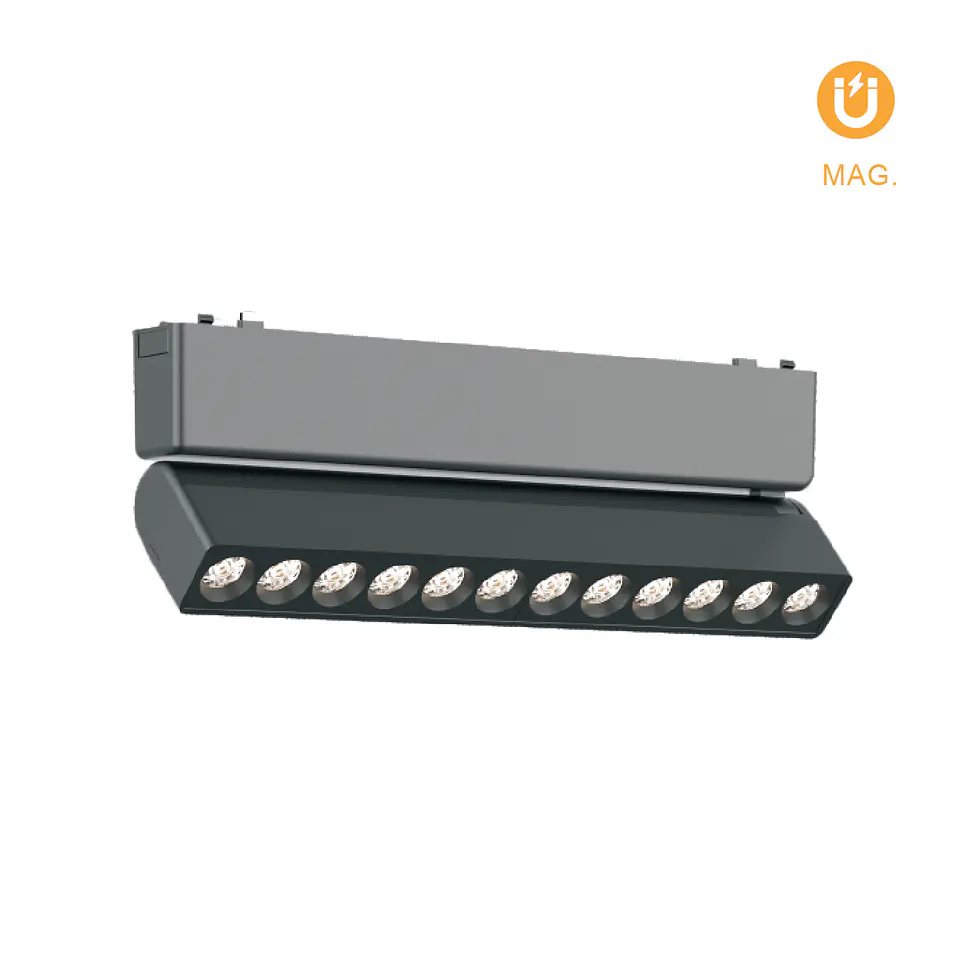 Barra orientável p/calha magnética PIQUET (2 condutores) 12W LED 870lm 3000K 24° C.23xL.2,6xAlt.8cm 1