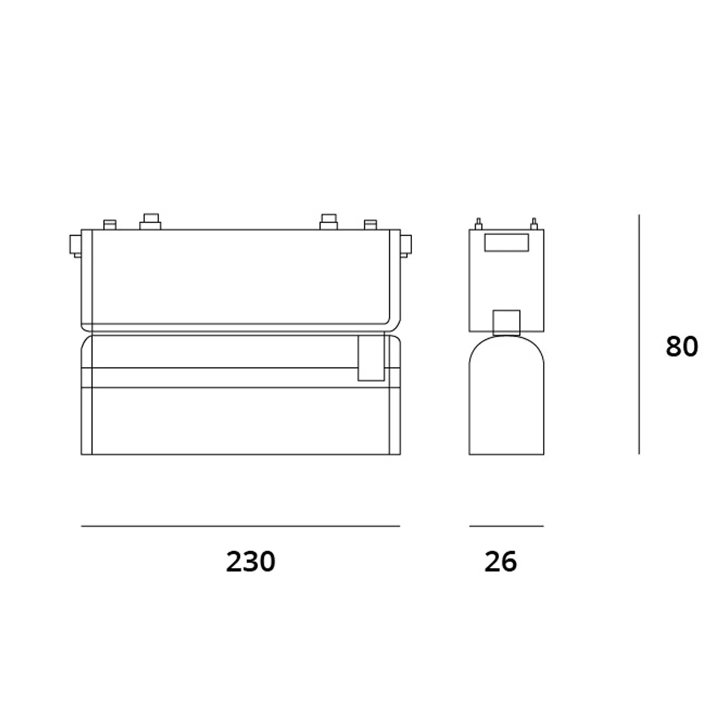 Barra orientável p/calha magnética PIQUET (2 condutores) 12W LED 580lm 3000K 150° C.23xL.2,6xAlt.8cm 3