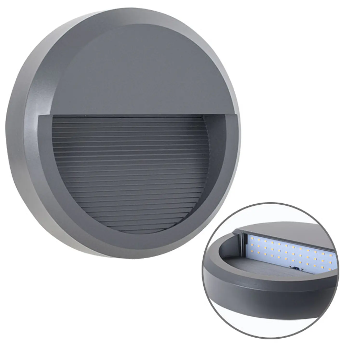 Aplique LORDELO redondo IP65 1x8W LED 500lm 4000K Alt.5,5xD.23cm ABS+PC antracite 1