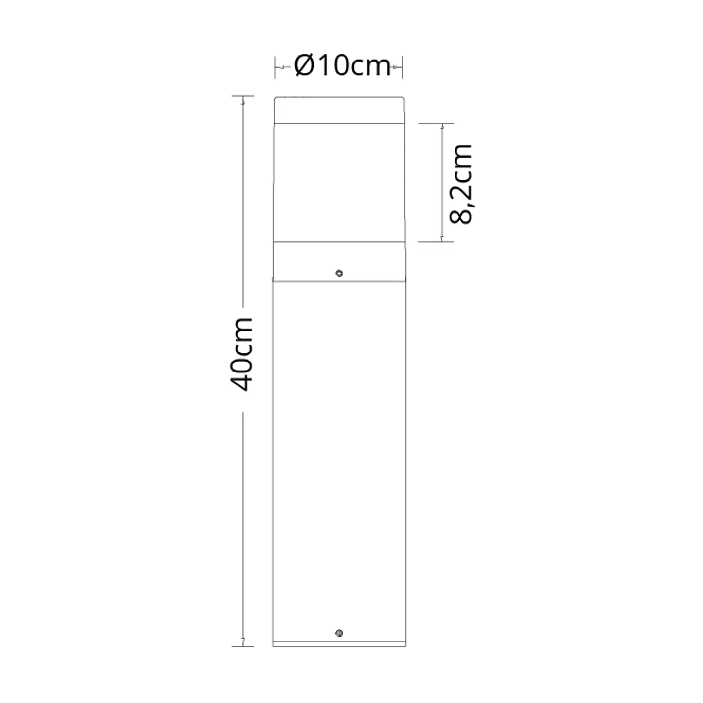 Pilar BUGIO pequeno IP54 1x7W LED 340lm 6500K Alt.40xD.10cm alumínio+PC antracite 3