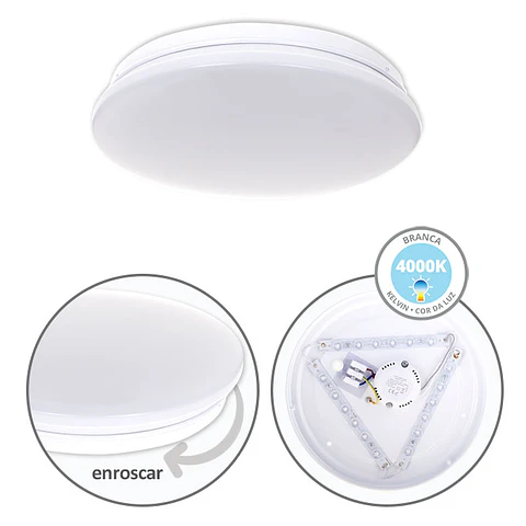 Plafond DRIFT 12W LED 960lm 4000K Alt.6xD.25cm branco
