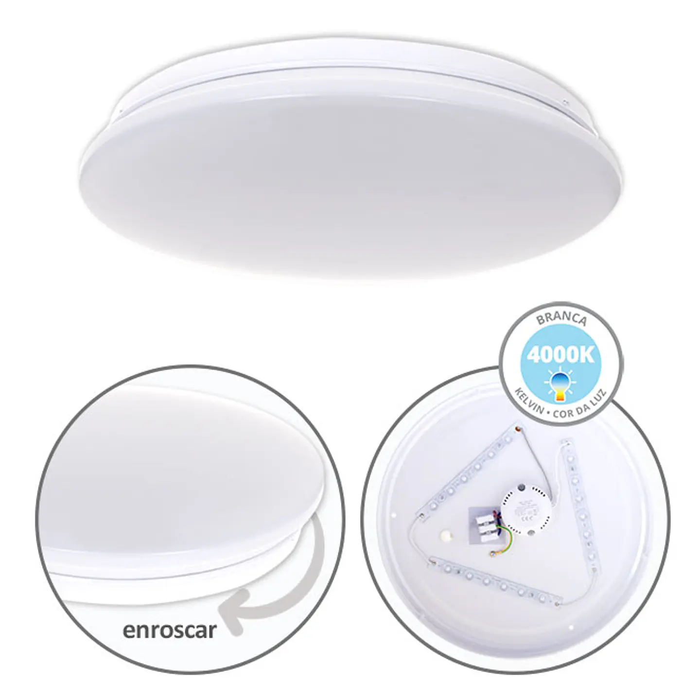 Plafond DRIFT 18W LED 1440lm 4000K Alt.6xD.32cm branco 1