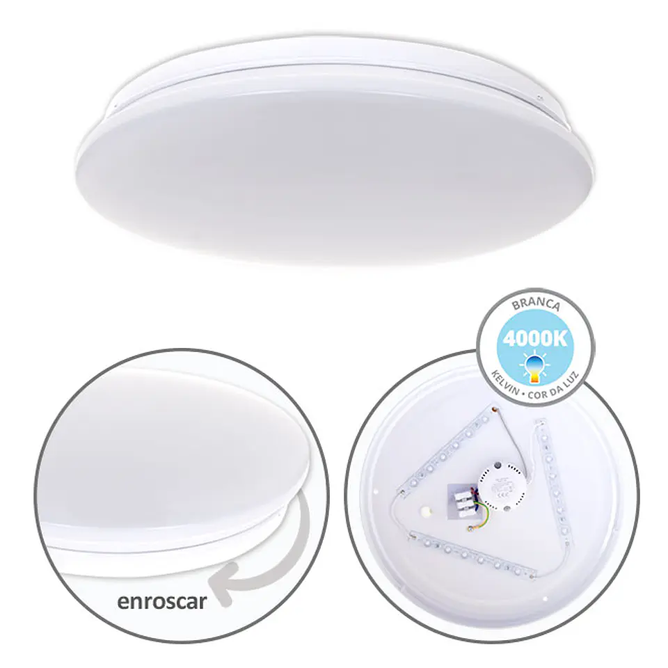 Plafond DRIFT 18W LED 1440lm 4000K Alt.6xD.32cm branco 1