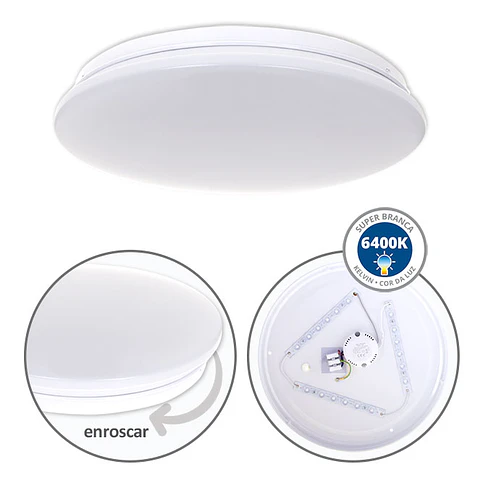Plafond DRIFT 18W LED 1440lm 6400K Alt.6xD.32cm branco