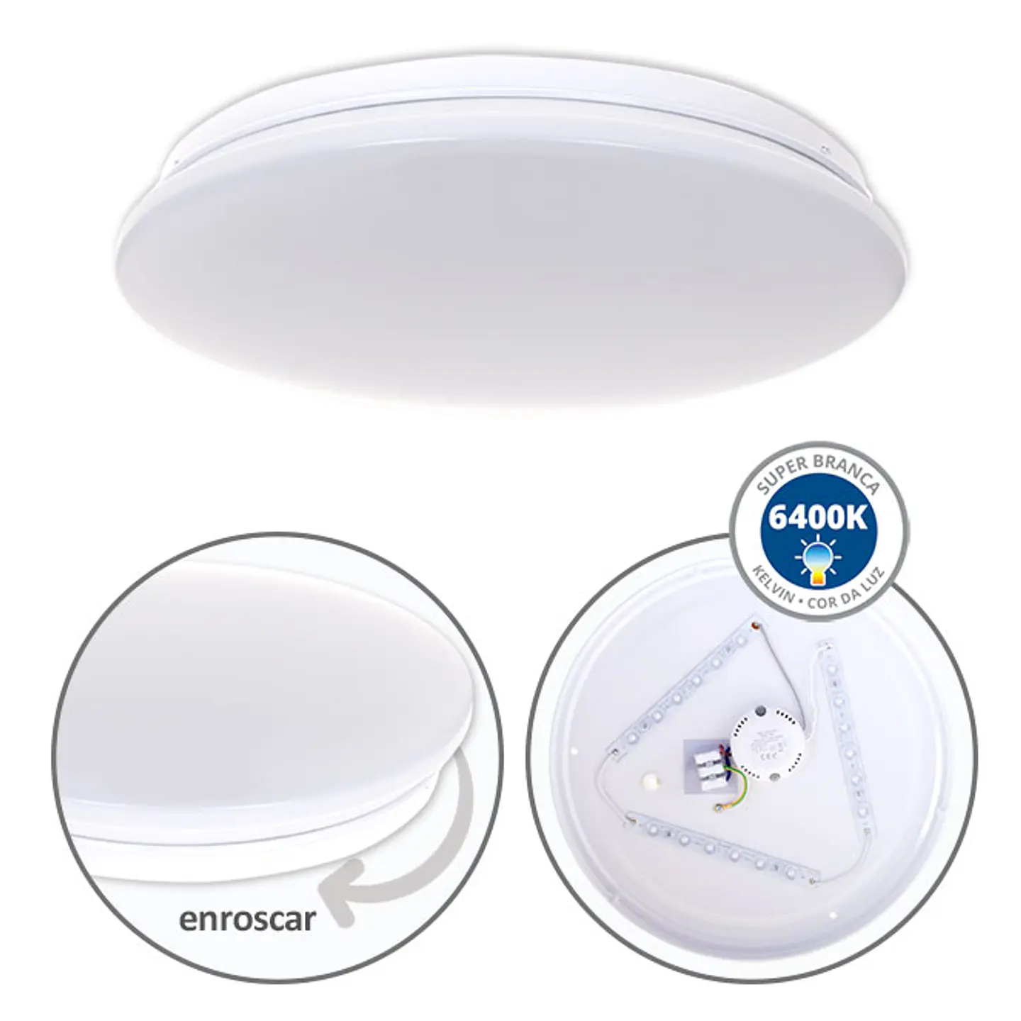 Plafond DRIFT 18W LED 1440lm 6400K Alt.6xD.32cm branco 1
