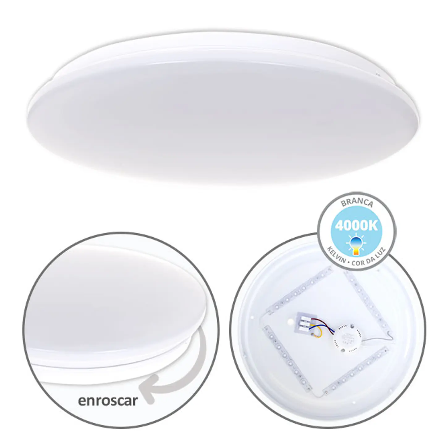 Plafond DRIFT 24W LED 1800lm 4000K Alt.6xD.37cm branco 1