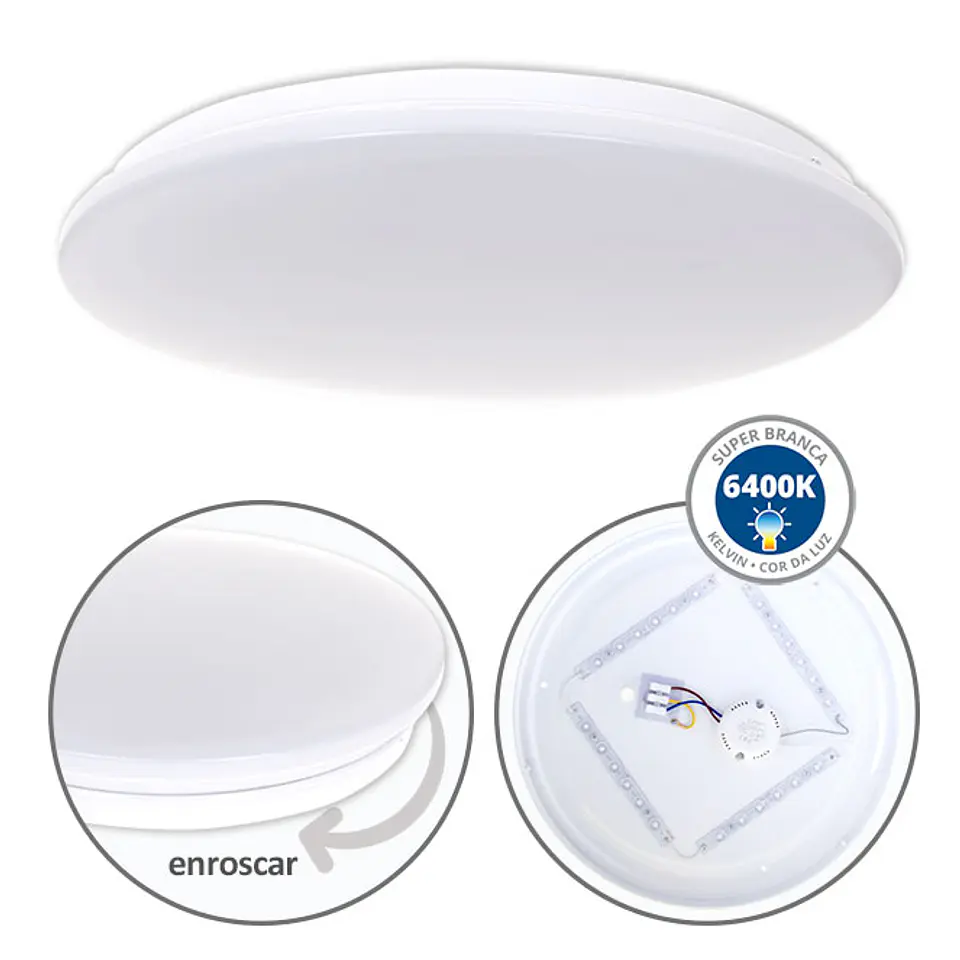 Plafond DRIFT 24W LED 1800lm 6400K Alt.6xD.37cm branco 1