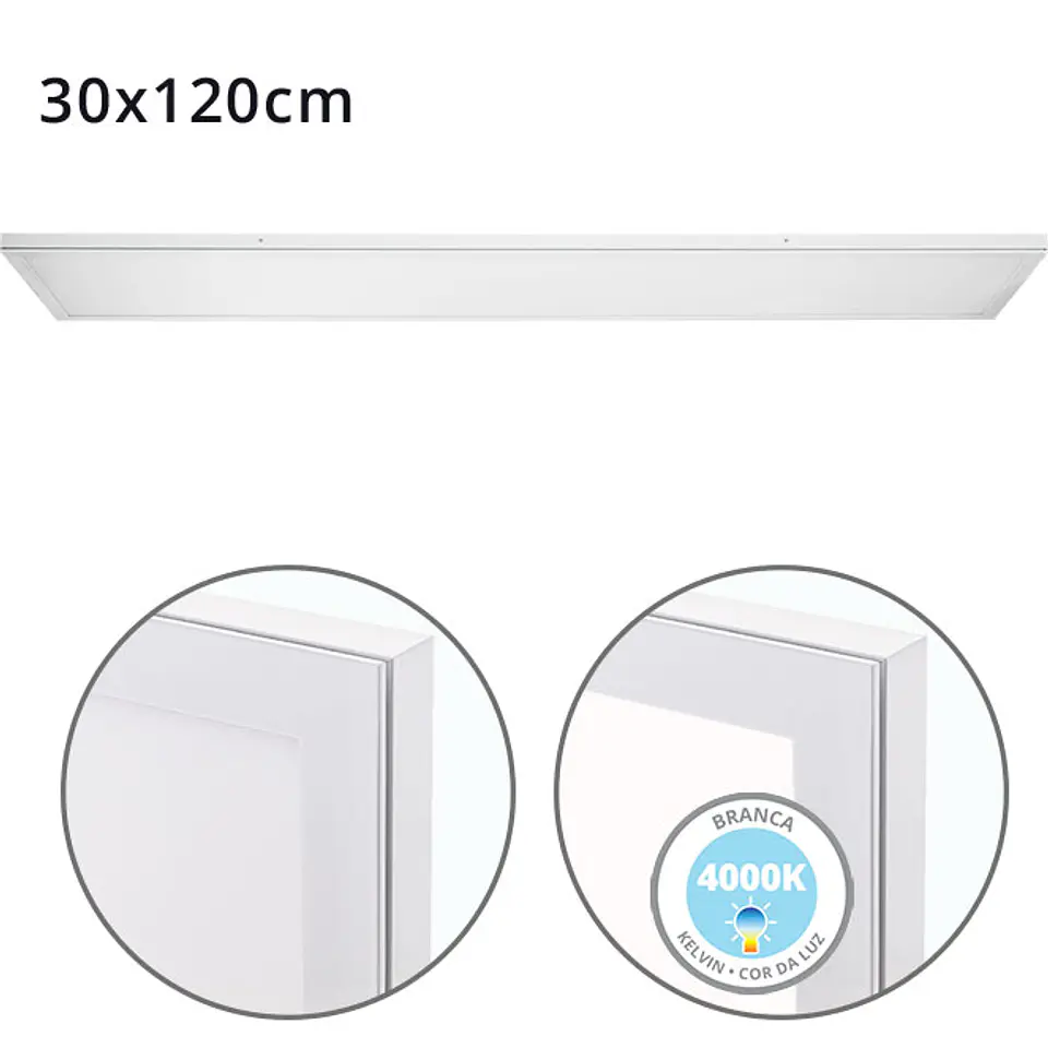 Painel de superfície VOLTAIRE 30x120 72W LED 5760lm 4000K 120° C.120xL.30xAlt.2,3cm 1