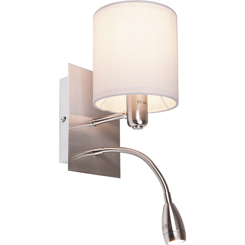 Aplique CARMINA 1xE14+1x3W LED C.12xL.23xAlt.38cm bege/níquel