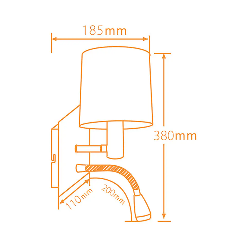 Aplique CARMINA 1xE14+1x3W LED C.12xL.23xAlt.38cm bege/níquel 3