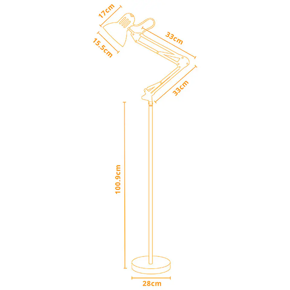 Candeeiro de pé ANTIGONA articulado 1xE27 C.28xL.60xAlt.Reg.cm 2