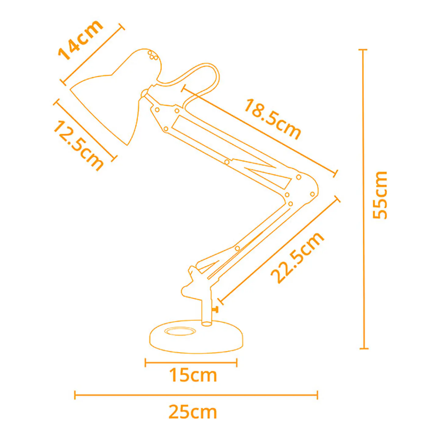 Candeeiro de mesa ANTIGONA articulado 1xE27 C.15xL.12,5xAlt.Reg.cm 3