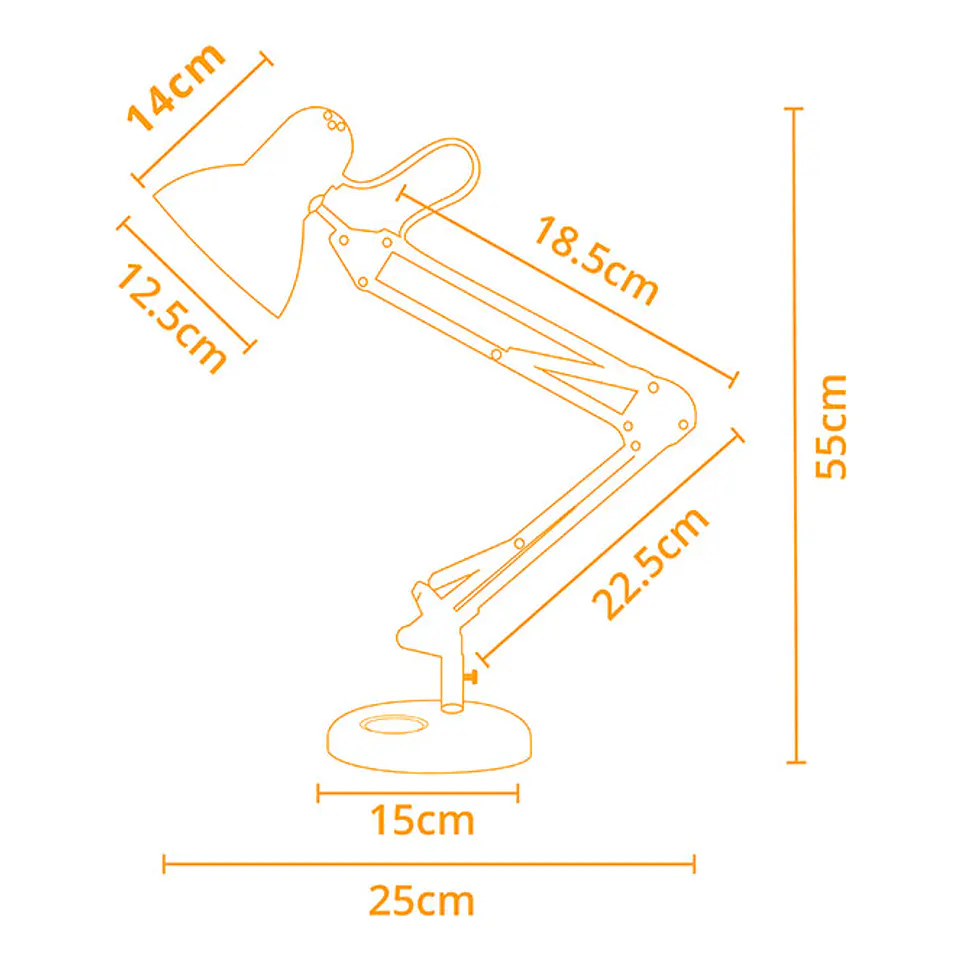 Candeeiro de mesa ANTIGONA articulado 1xE27 C.15xL.12,5xAlt.Reg.cm 3