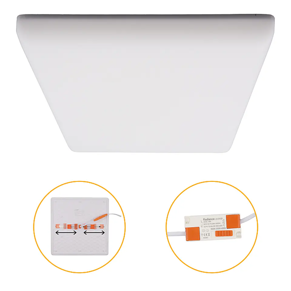 Foco de encastrar RUPIA CCT quadrado 36W LED 4000lm 3000-4000-6500K C.23xL.23xAlt.2cm branco 1