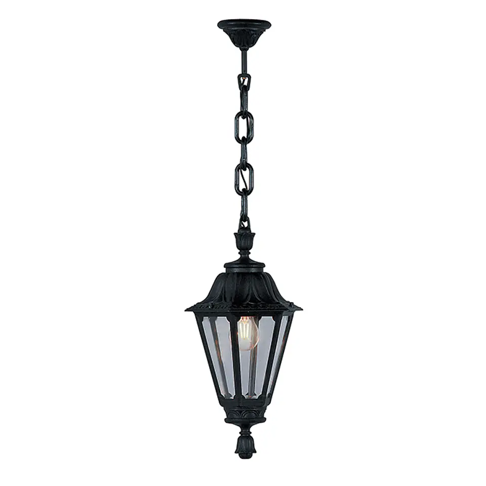 Suspensão RUT 1xE27 IP55 Alt.85xD.26cm resina preta 1