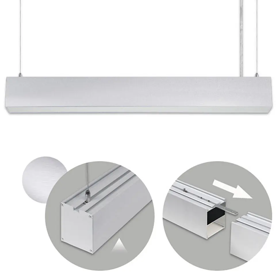 Barra suspensa LINEX B2 120cm 1x40W LED 3200lm 3000K 110° C.118xL.6xAlt.Reg.cm alumínio 1