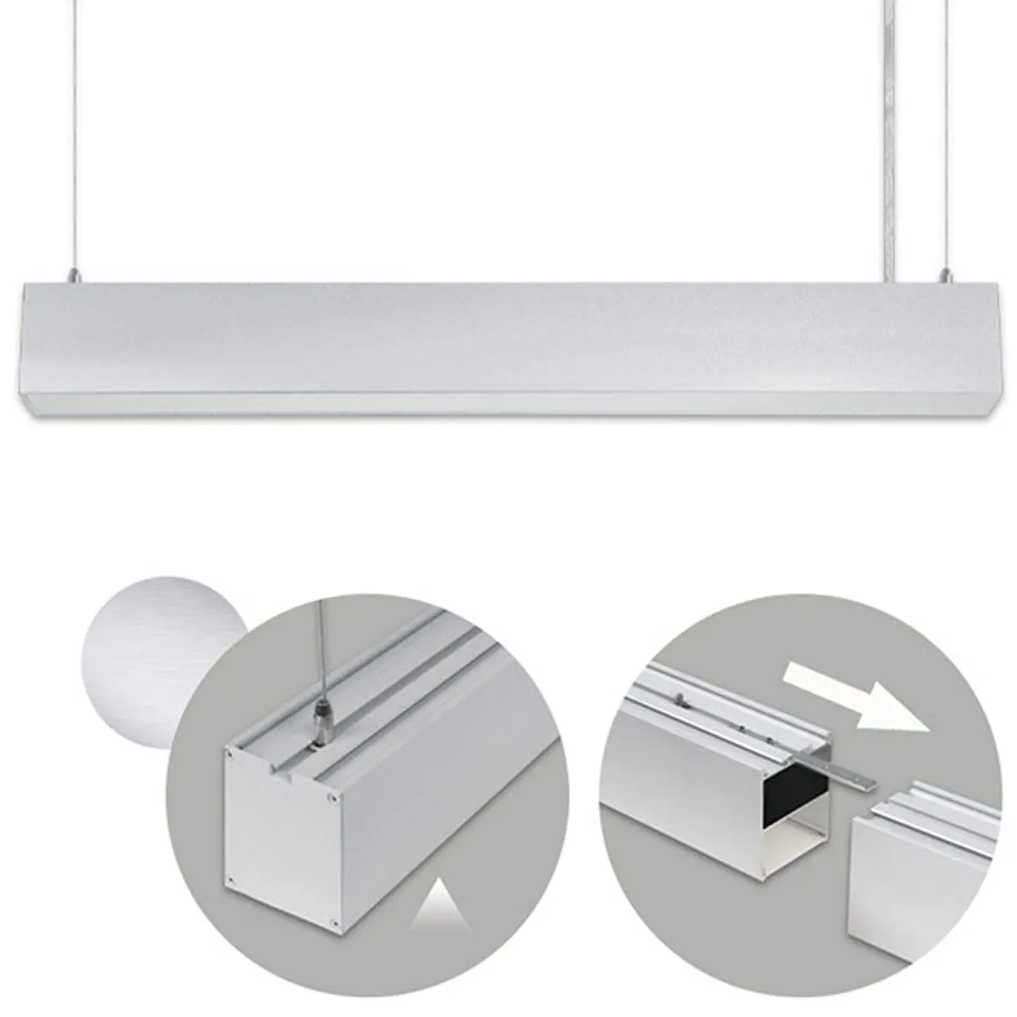 Barra suspensa LINEX B2 120cm 1x40W LED 3200lm 4000K 110° C.118xL.6xAlt.Reg.cm alumínio 1