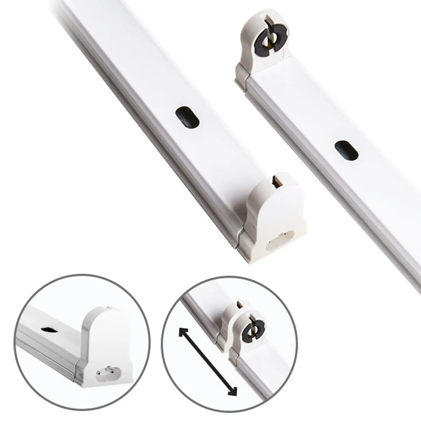 Régua BATTEN lig.contínua 1xG13 T8 LED 60cm C.60xL.3,5xAlt.4,3cm branco 1