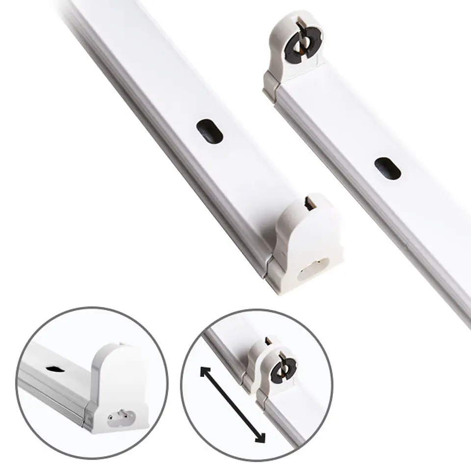 Régua BATTEN lig.contínua 1xG13 T8 LED 60cm C.60xL.3,5xAlt.4,3cm branco 1
