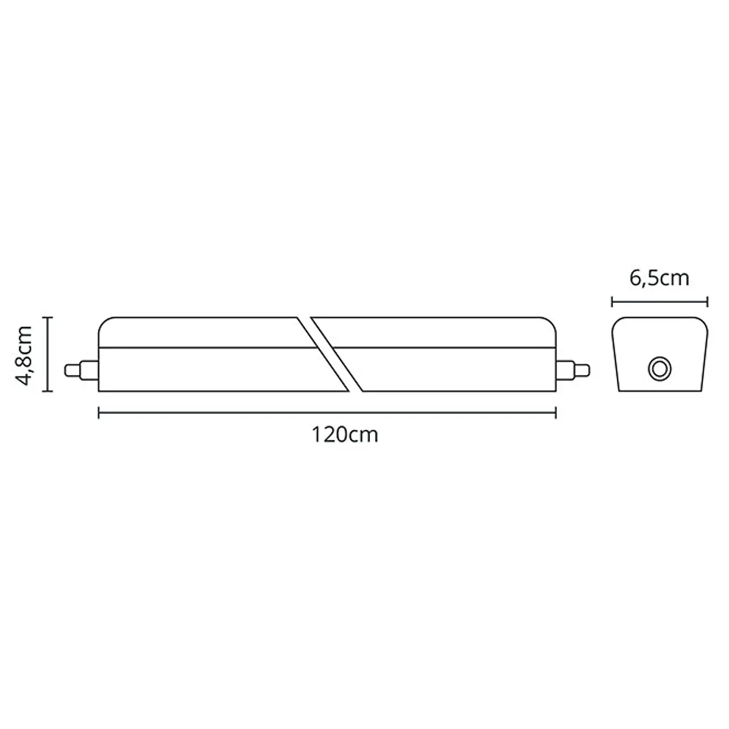 Régua COLUMBITE 120cm IP65 1x36W LED 2880lm 6000K C.121xL.6,5xAlt.4,8cm branco 3