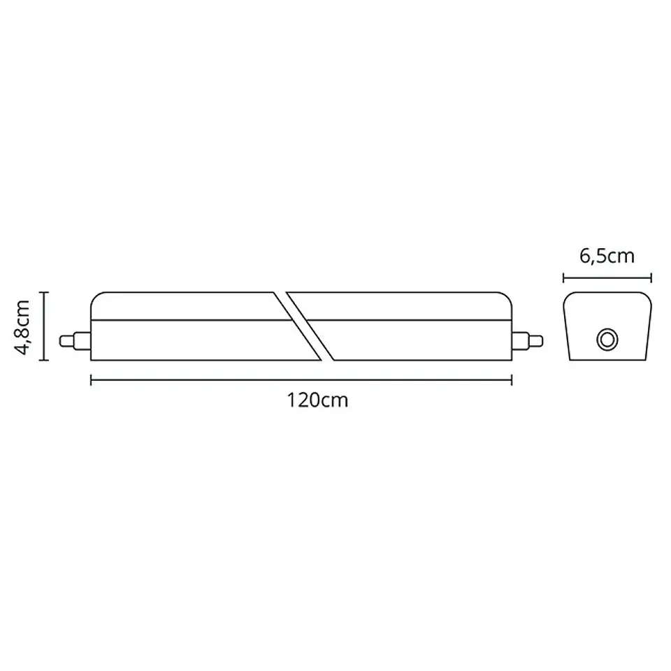 Régua COLUMBITE 120cm IP65 1x36W LED 2880lm 6000K C.121xL.6,5xAlt.4,8cm branco 3