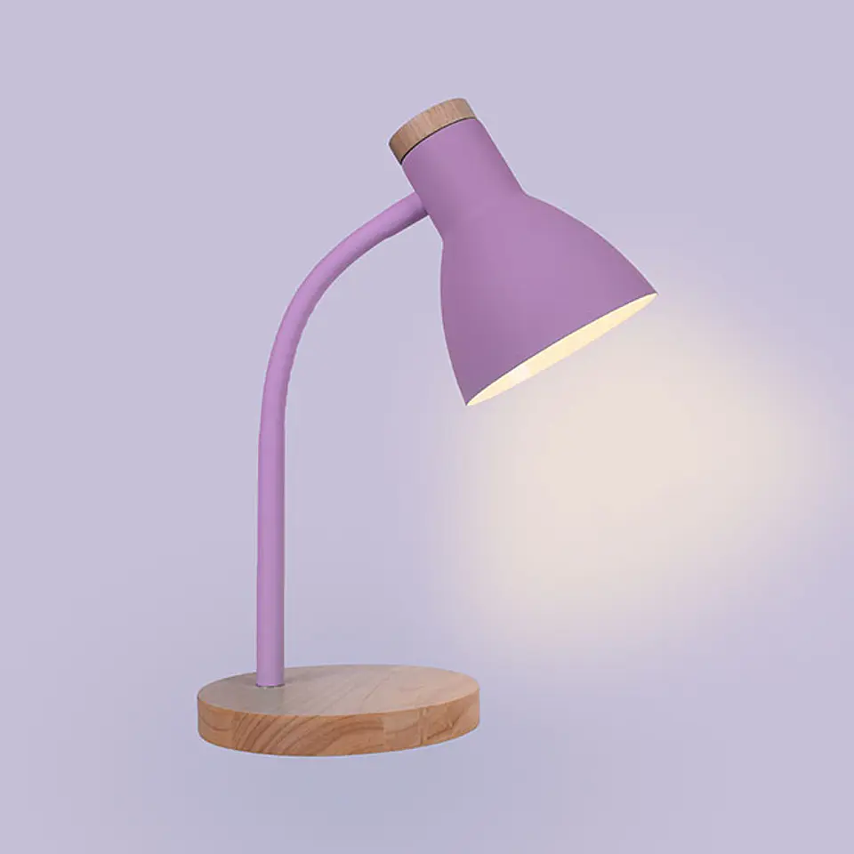 Candeeiro de mesa ARGOS 1xE27 Alt.42cmxD.15cm Púrpura/madeira 2