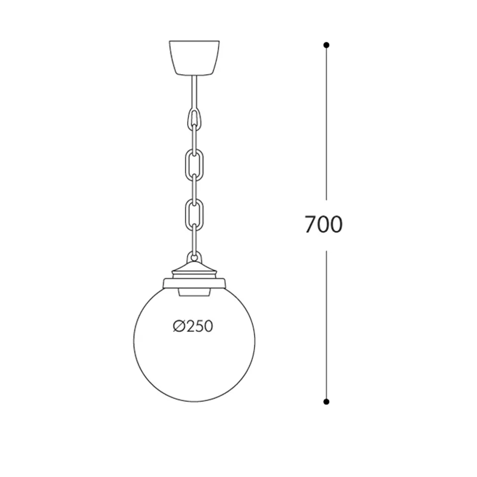 Suspensão GLOBE 1xE27 IP55 Alt.70xD.25cm resina preta 2
