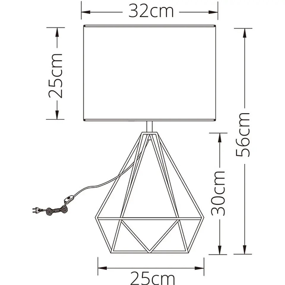 Candeeiro de mesa ABRANTES 1xE27 A.56,5xD.32cm dourado/branco 2