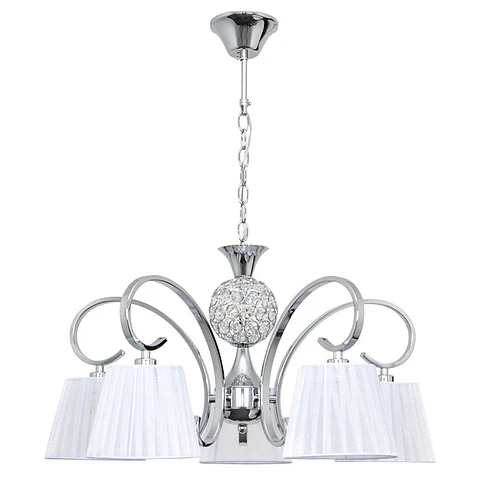 Candeeiro de tecto PANAMA 5xE14 Alt.Reg.xD.60cm cromado/branco