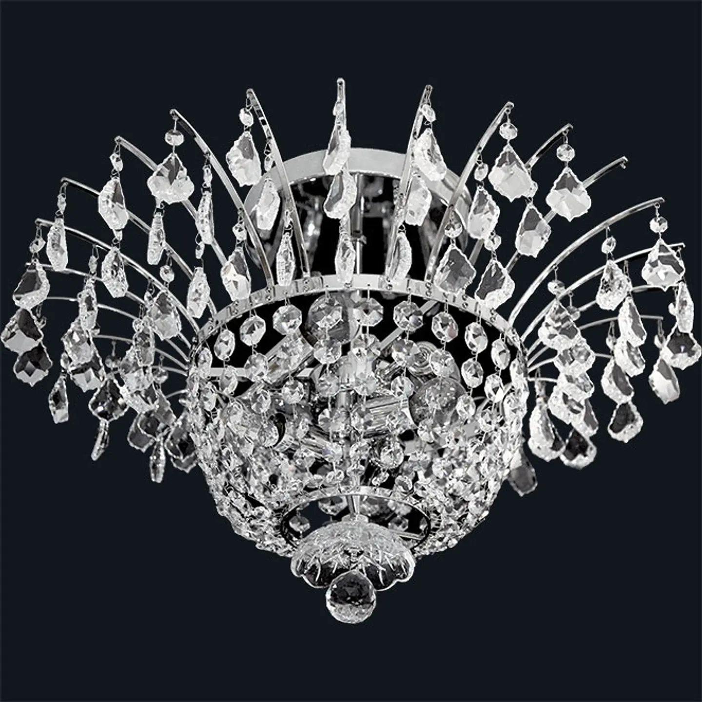Base para plafond CONCÊNTRICO 6xE14 Alt.40xD.56cm cromado, sem cristais 2