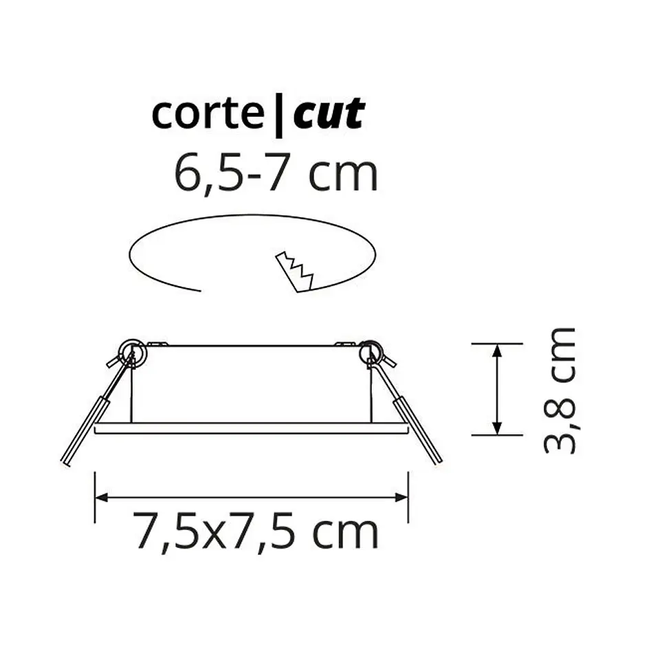 Aro de encastrar ZÉFIRO quadrado fixo C.7,5xL.7,5xAlt.3,8cm níquel 2
