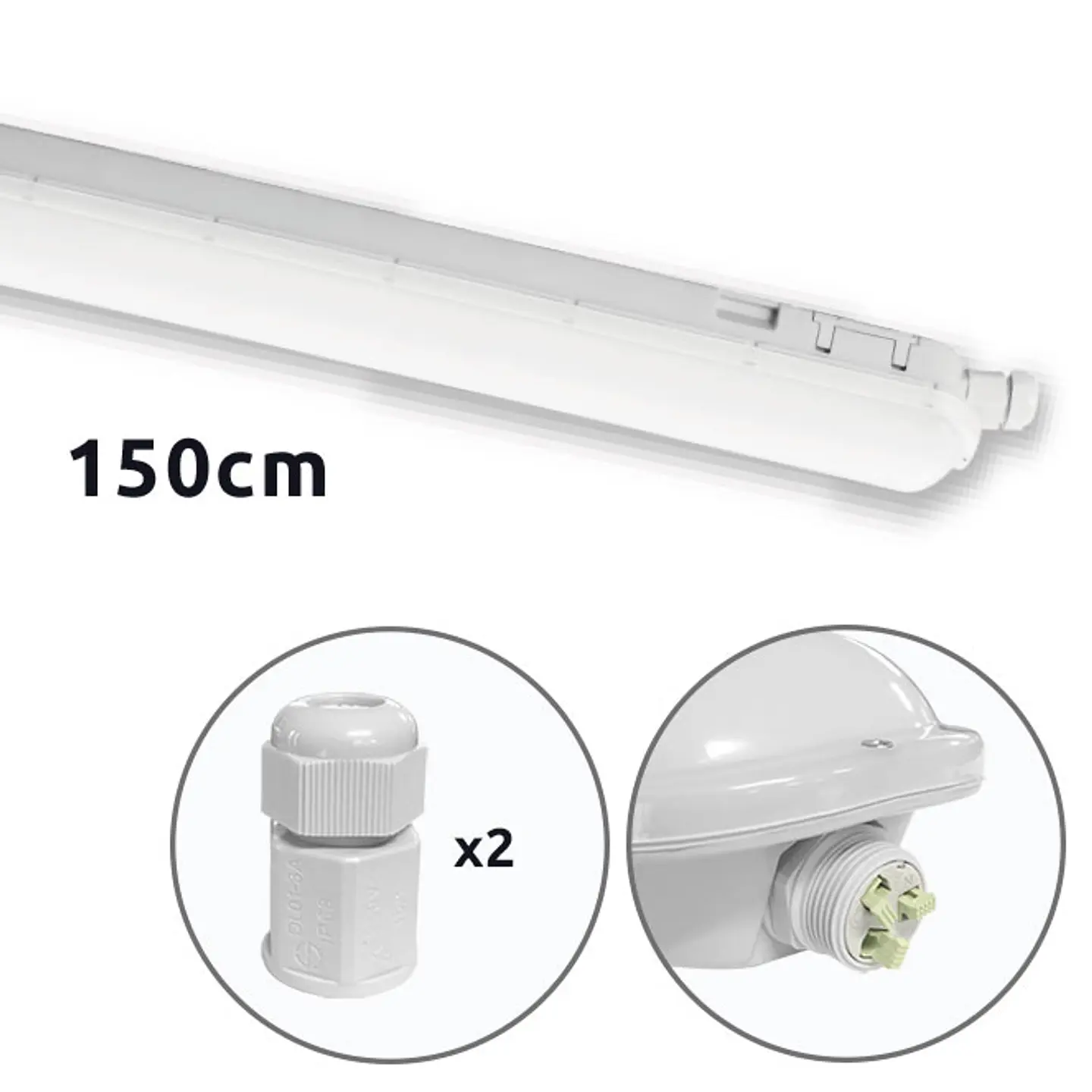Régua LAZURITA 56W LED 150cm 5600lm 6400K IP65 branca 1