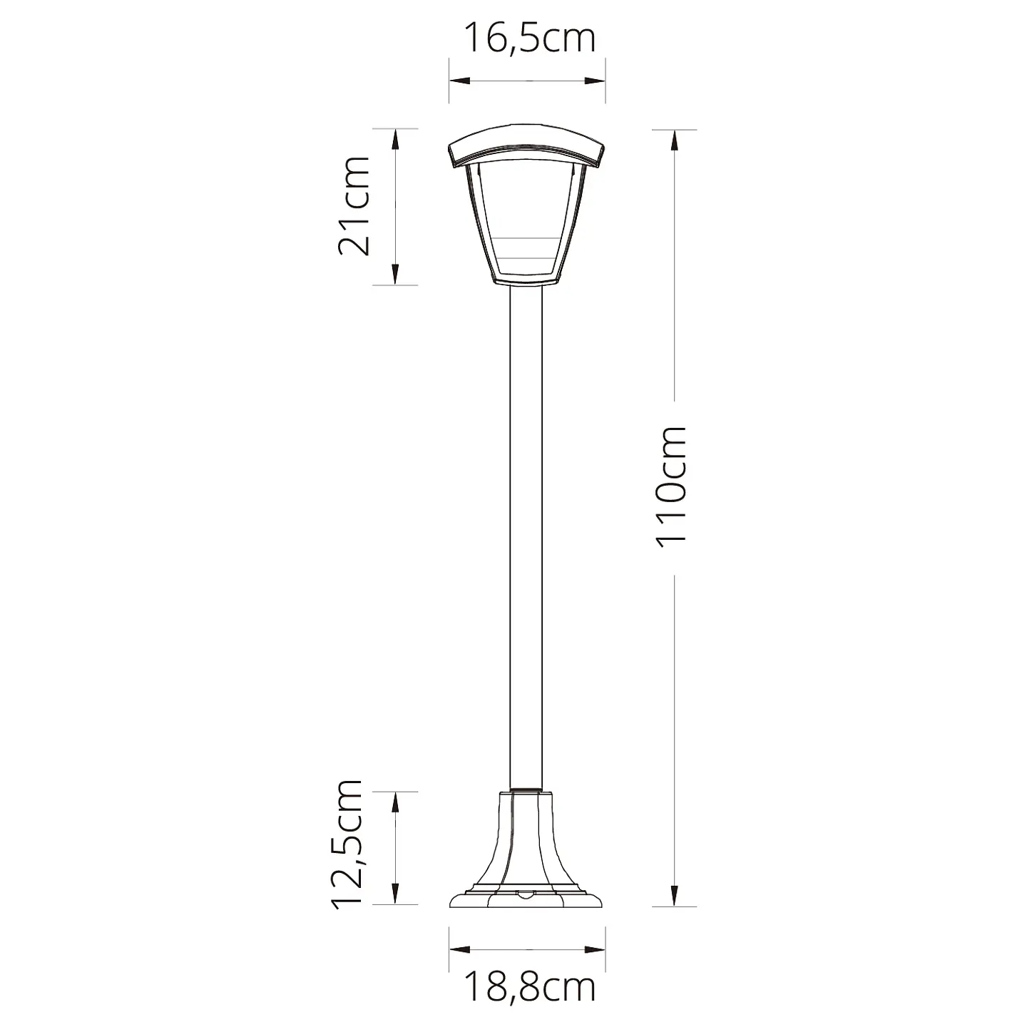 Pilar ZOIO grande IP44 1xE27 C.17xL.17xAlt.Reg.cm preto 2