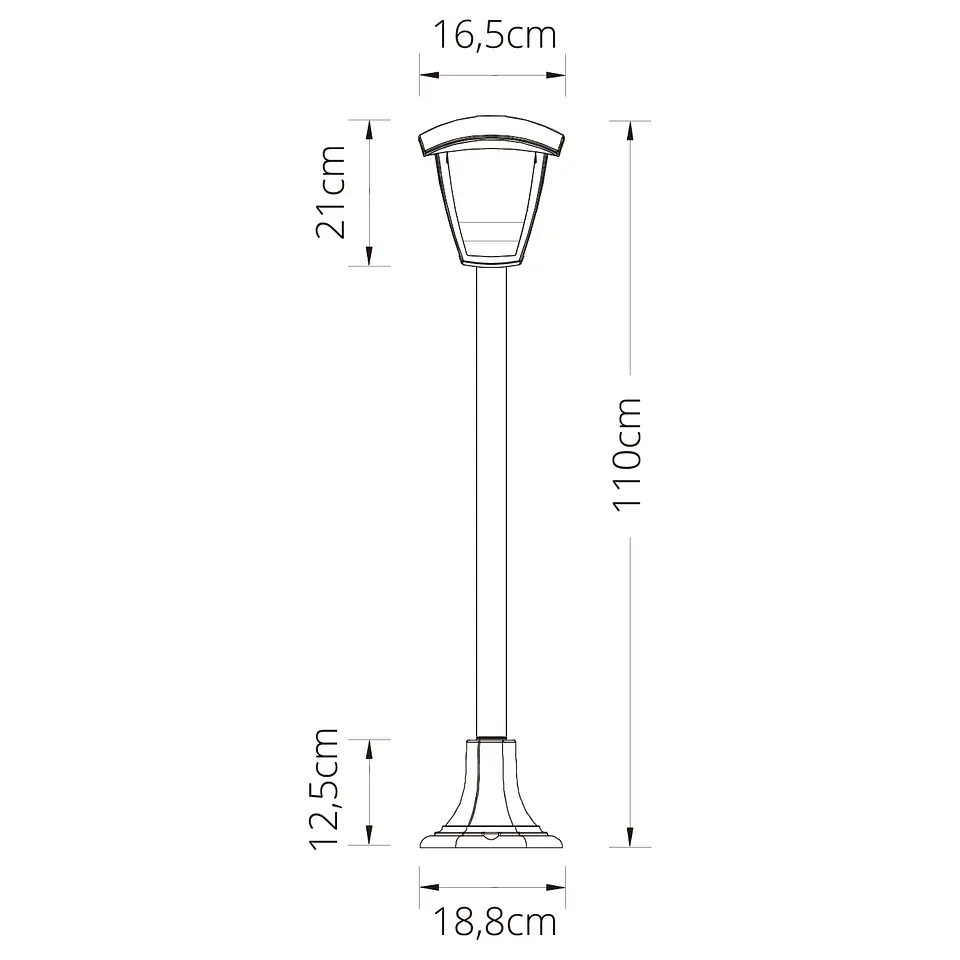 Pilar ZOIO grande IP44 1xE27 C.17xL.17xAlt.Reg.cm preto 2