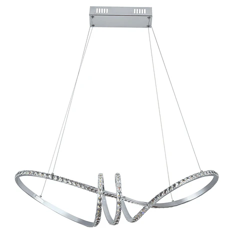 Suspensão DRAGON 1x40W LED 4000lm 4000K C.75xL.18xAlt.Reg.cm cromado com cristais